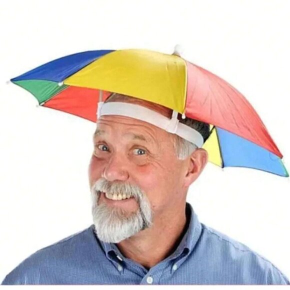 Umbrella Hat Rainbow Color Block Collapsable - Picture 1 of 6
